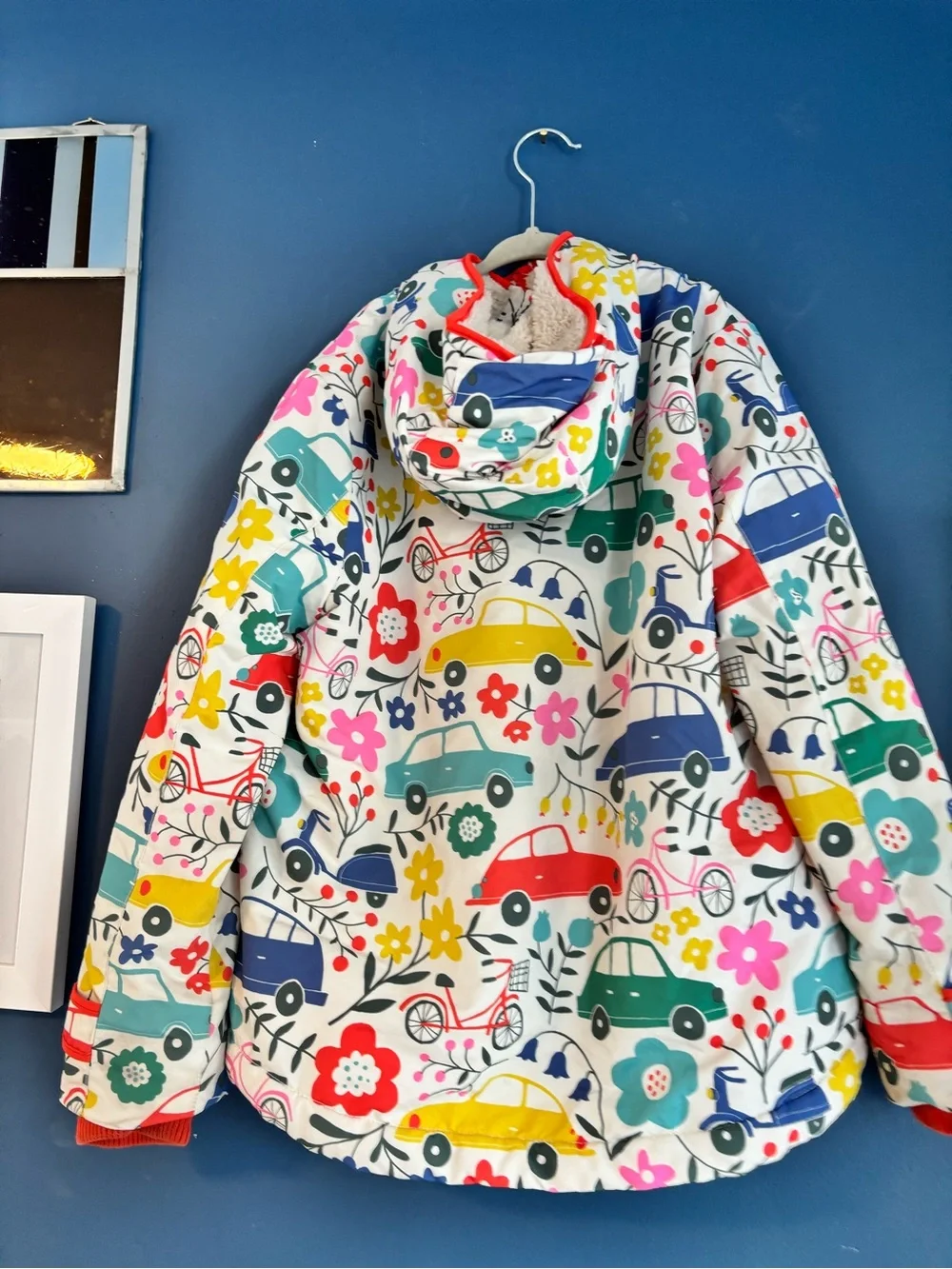 MiniBoden Multicolor Floral & Car Print Hooded Jacket - Picture 3 of 5